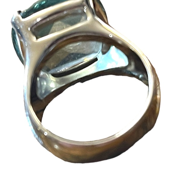 Authentic Swarovski Aqua Blue silver crystal chunky ring (swan) Retired - Picture 6 of 10